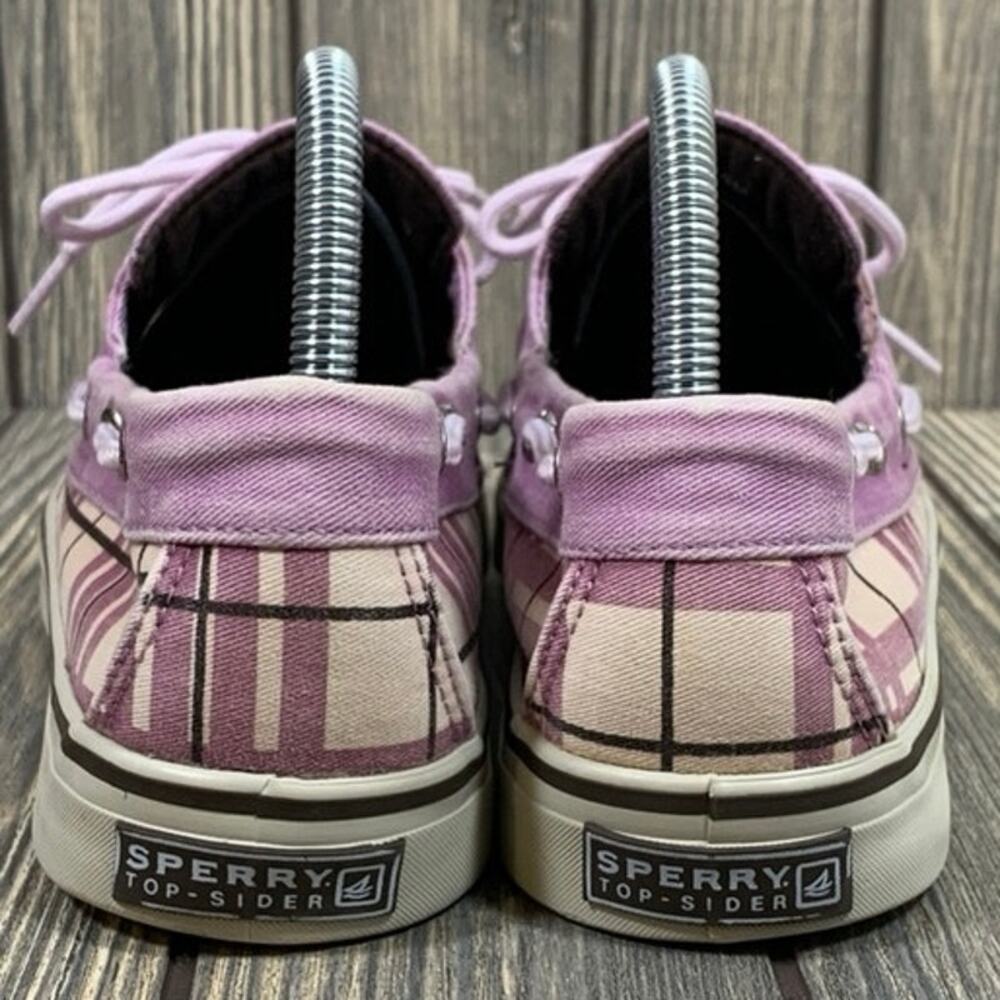Sperry Top-Sider D10-CH171 Boat Shoes Purple Plaid Fabric Canvas Lace Up‎ Wm 9 - Picture 6 of 13